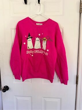 Wound Up Hot Pink Ghost Graphic Crewneck Sweatshirt